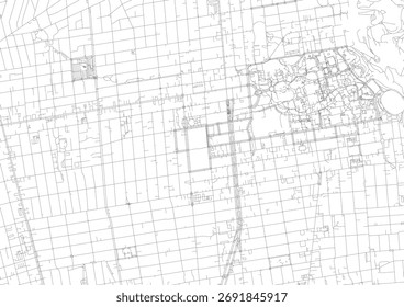 Mapa monocromático ampliado de Berkeley mostrando redes rodoviárias detalhadas com densidade urbana — ideal para planejamento urbano, maquetes de design ou visualização geográfica.