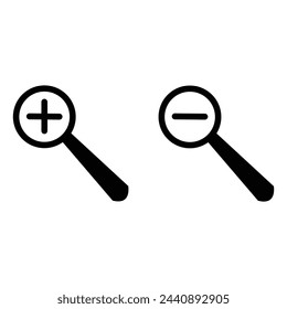 Zoom-in and zoom-out icons on a white background. Vector illustration for the web design. Vector illustration. Eps file 186.