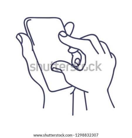 Zooming in smart phone screen hand drawn illustration