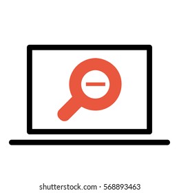 Zoomout icon - Flat design, glyph style icon - Colored enclosed in a computer