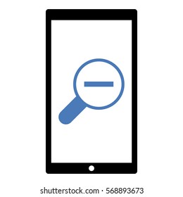Zoomout icon - Flat design, glyph style icon - Colored enclosed in a phone