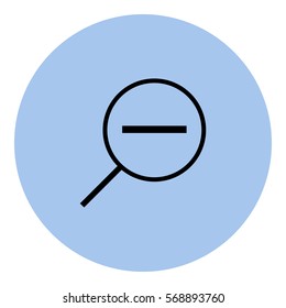 Zoomout icon - Flat design, glyph style icon - Black enclosed in a circle