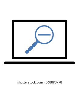 Zoomout icon - Flat design, glyph style icon - Colored enclosed in a computer