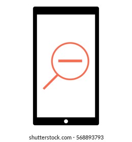 Zoomout icon - Flat design, glyph style icon - Colored enclosed in a phone