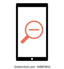Zoomout icon - Flat design, glyph style icon - Colored enclosed in a phone