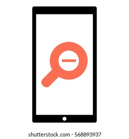 Zoomout icon - Flat design, glyph style icon - Colored enclosed in a phone