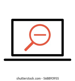 Zoomout icon - Flat design, glyph style icon - Colored enclosed in a computer