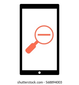 Zoomout icon - Flat design, glyph style icon - Colored enclosed in a phone
