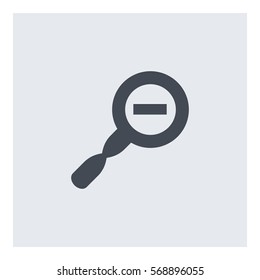 Zoomout icon - Flat design, glyph style icon - Gray enclosed in a square