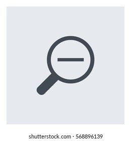 Zoomout icon - Flat design, glyph style icon - Gray enclosed in a square