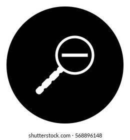 Zoomout icon - Flat design, glyph style icon - White enclosed in a circle