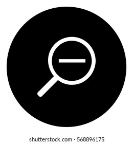 Zoomout icon - Flat design, glyph style icon - White enclosed in a circle