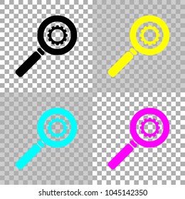 zoon with gear. Colored set of cmyk icons on transparent background