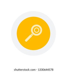zoon with gear. Icon in colored circle with gray bold border. Web button, modern flat design