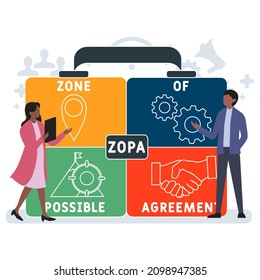 ZOPA - Zone Of Possible Agreement  acronym. business concept background.  vector illustration concept with keywords and icons. lettering illustration with icons for web banner, flyer, landing pag