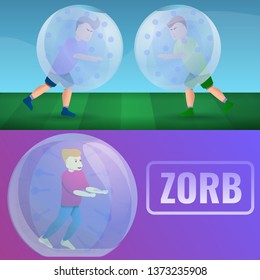 Zorb banner set. Cartoon illustration of zorb vector banner set for web design