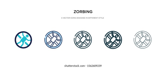 zorbing icon in different style vector illustration. two colored and black zorbing vector icons designed in filled, outline, line and stroke style can be used for web, mobile, ui