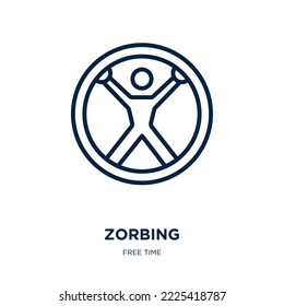 zorbing icon from free time collection. Thin linear zorbing, ball, game outline icon isolated on white background. Line vector zorbing sign, symbol for web and mobile