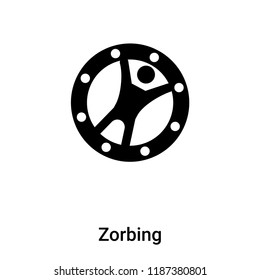 Zorbing icon vector isolated on white background, logo concept of Zorbing sign on transparent background, filled black symbol