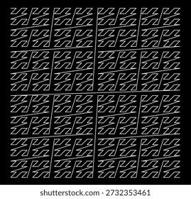 Z-order curve (Morton curve or Morton order) pattern with five iterations on a black background, created from white line segments with an abstract geometric structure, symmetry, uniqueness, and self-similarity. Suitable for mathematical, scientific, and educational illustration, background, poster, and decoration.