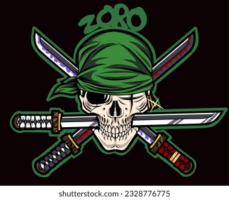 zoro Skull with straw hat vector illustration