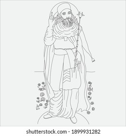 zoroastrian illustration parsi culture outline