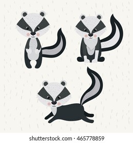 zorrillo cute wildlife icon vector isolated graphic