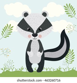 zorrillo cute woodland icon vector isolated graphic