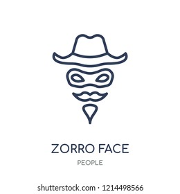 Zorro face icon. Zorro face linear symbol design from People collection. Simple outline element vector illustration on white background.