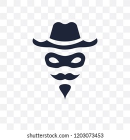 Zorro face transparent icon. Zorro face symbol design from People collection. Simple element vector illustration on transparent background.