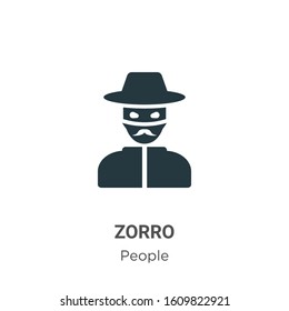 Zorro glyph icon vector on white background. Flat vector zorro icon symbol sign from modern people collection for mobile concept and web apps design.
