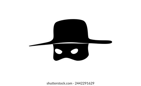 Zorro mask, black isolated silhouette