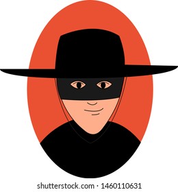 Zorro with mask, illustration, vector on white background.