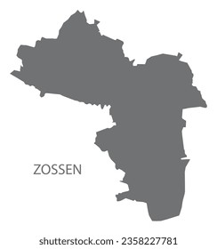 Zossen German city map grey illustration silhouette shape