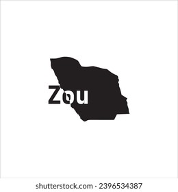 Zou map and black letter design on white background