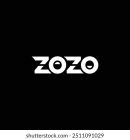 Projeto de logotipo de texto ZOZO com fundo preto.