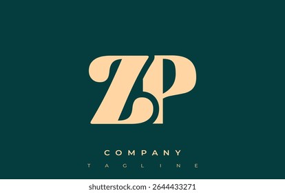 Diseño de logotipos de tipografía Abstractas creativa de ZP. Logotipo elegante que combina tipografía atrevida y Formas creativas, ideal para soluciones de marca e identidad.