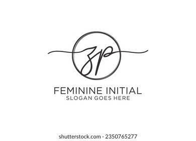ZP handwriting logo with circle template vector logo of initial signature, wedding, fashion, floral and botanical with creative template.