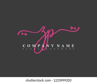 ZP Initial handwriting logo vector