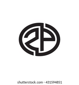 ZP initial letters looping linked ellipse monogram logo