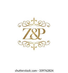 Z&P Initial logo. Ornament ampersand monogram golden logo