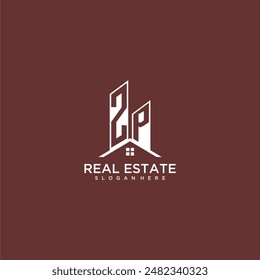 ZP initial monogram building and roof logo for real estate