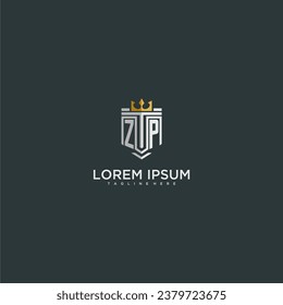 ZP initial monogram for crown and shield logo design