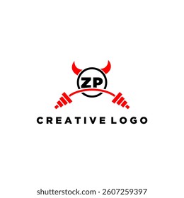 ZP initial monogram for fitnes or gym logo with devil style design