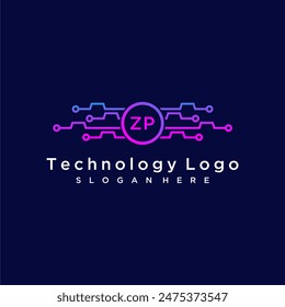 ZP initial monogram for technology logo with circle style design