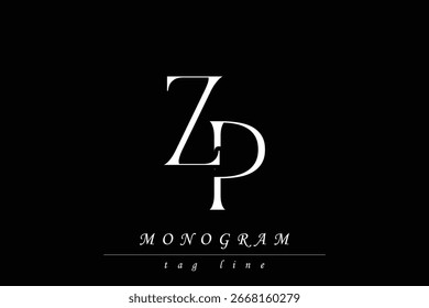 Iniciales ZP Diseño Monograma Estilizado Con Entrelazado. Representación artística de las iniciales del monograma dispuestas y mostradas creativamente.