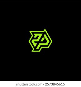 ZP letter cool and dynamic monogram esport gaming initial logo design concept