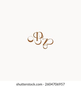 ZP letter luxury minimalist logo design wedding initial concept caligraphic style monogram