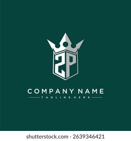 ZP letter monogram initial logo for shield and crown design