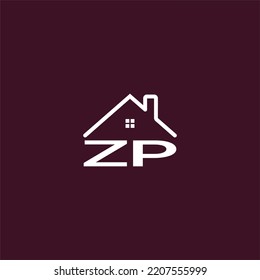 ZP letter roof shape logo for real estate with house icon design